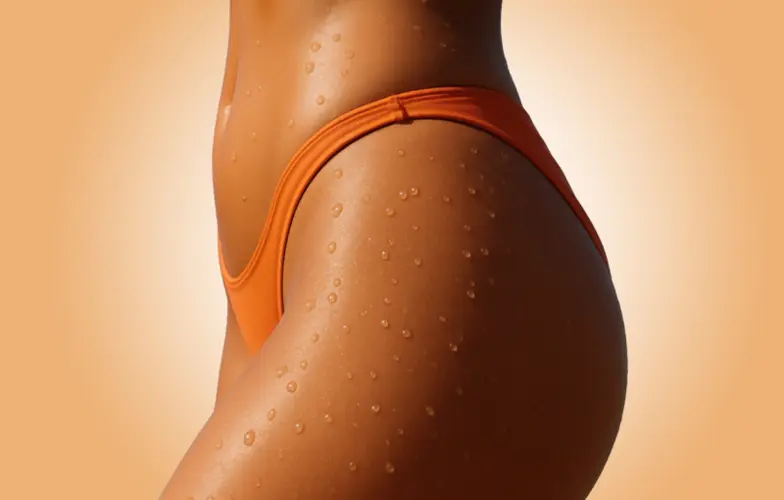 Perfect slim toned young body of brunette sensual girl, fit woman at studio. The fitness, diet, sports, plastic surgery and aesthetic cosmetology concept. Long legs.